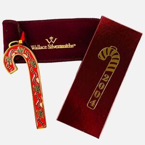 BNWT 24 Ed. 2004Wallace Silversmiths Red and Gold Candy Cane Ornament